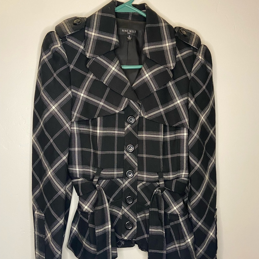 Nine West Windowpane Blazer Coat